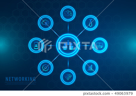 Abstract futuristic icons with blue background 49063979