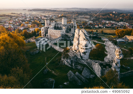 medieval castle ruins located in Ogrodzieniec, Poland 49065092