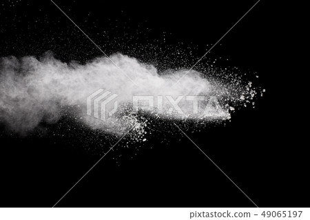 Bizarre forms of white powder explosion cloud. 49065197
