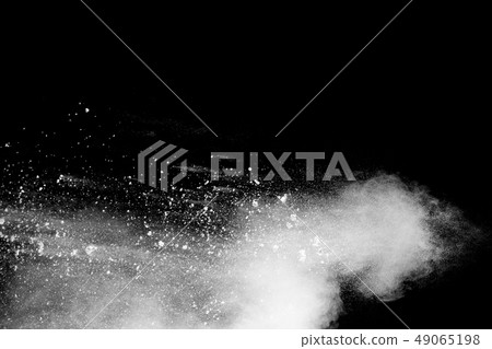 Bizarre forms of white powder explosion cloud. 49065198