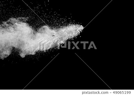 Bizarre forms of white powder explosion cloud. 49065199