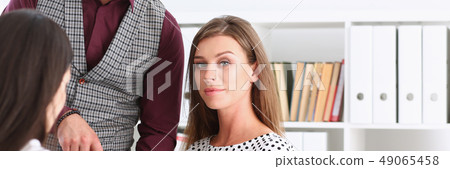 Businessman points a finger at the tablet 49065458