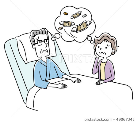 Senior couple worried about hospitalization expenses 49067345