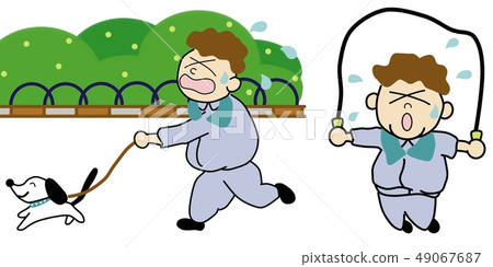 There is a grass on the background of the man who is exercising (suffering face) There is a grass on the background of the man who is exercising (suffering face) 49067687