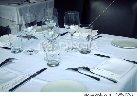 set table restaurant plate wine glass white set table restaurant plate wine glass white 49067702