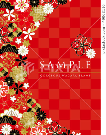 Luxury Japanese pattern red vertical 49068116