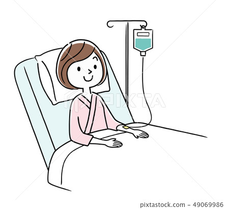 Young woman being hospitalized Young woman being hospitalized 49069986