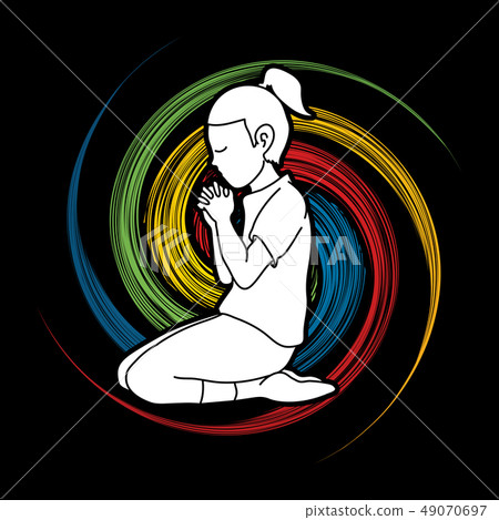 Prayer Christian praying Girl Thank you GOD vector - Stock Illustration ...