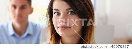 Beautiful smiling businesswoman portrait at workplace Beautiful smiling businesswoman portrait at workplace 49070837