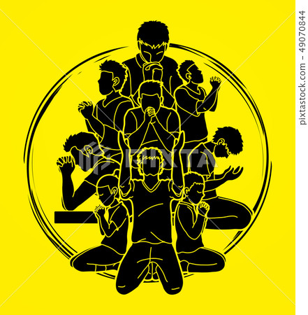 Group of people Praying, Christian praying vector 49070844