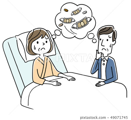 Middle-aged couple worried about hospitalization expenses 49071745