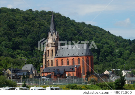 Church seen from a Rhine cruise in Germany 49071800