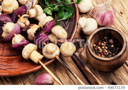 Vegetable kebab with mushrooms 49073139