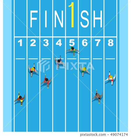 action of athletes at finishing line running 49074174