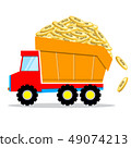truck overload golden dollars coins on white 49074213