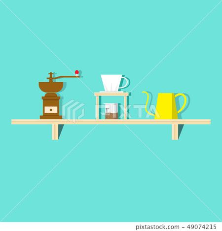set of drip coffee on shelf 49074215