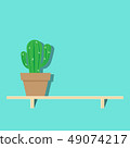 illustration of cactus in pot on wooden shelf 49074217