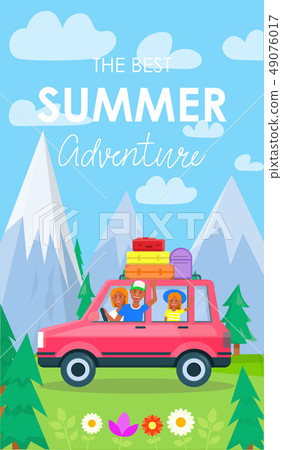 Summer Adventure Vertical Banner. Happy Family 49076017