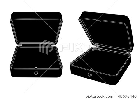 Jewelry box. Empty open gift box. Black icons Jewelry box. Empty open gift box. Black icons 49076446