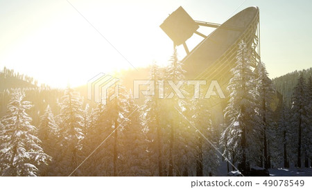 The observatory radio telescope in forest at 49078549