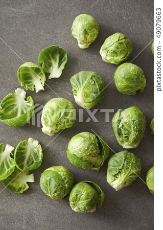 Brussels sprouts gray background 49079663