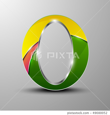 3d logo.Metallic letter o with colored sections 3d logo.Metallic letter o with colored sections 49080052