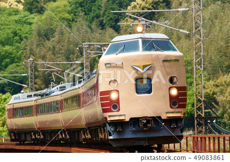 [485 series, JNR color] special limited express "Nichirin" Nippo Main Line Nakayama incense-Kitsuki 49083861