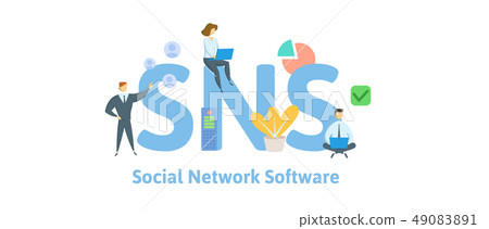 SNS, Social Network Service. Concept with keywords, letters and icons. Flat vector illustration SNS, Social Network Service. Concept with keywords, letters and icons. Flat vector illustration 49083891