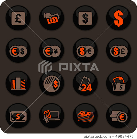 Currency exchange icons set 49084475