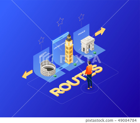 Choose your route - modern colorful isometric illustration Choose your route - modern colorful isometric illustration 49084784