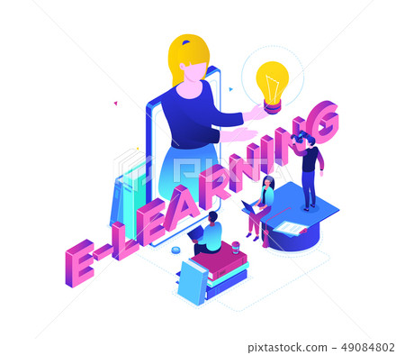 E-learning concept - modern colorful isometric vector illustration E-learning concept - modern colorful isometric vector illustration 49084802