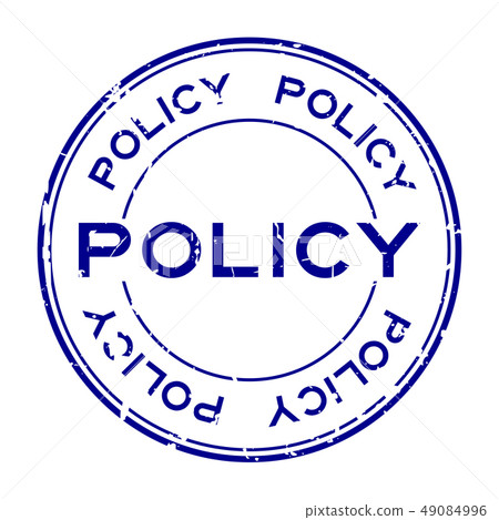 Grunge blue policy word round rubber seal stamp 49084996