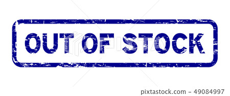 Grunge blue out of stock square rubber seal stamp 49084997