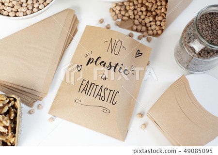 text no plastic is fantastic in a paper bag text no plastic is fantastic in a paper bag 49085095