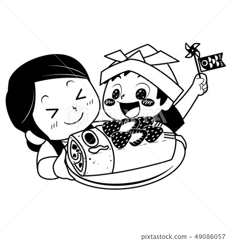 錦鯉鯉魚蛋糕和父母和孩子 錦鯉鯉魚蛋糕和父母和孩子 49086057