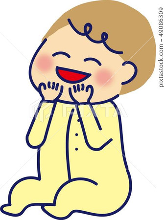 Baby sitting smile 49086309