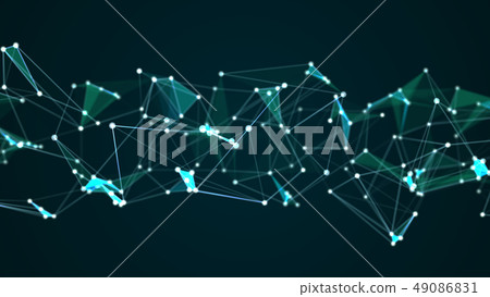 Abstract futuristic molecule structure blue color 49086831