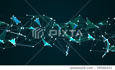 Abstract futuristic molecule structure blue color 49086832