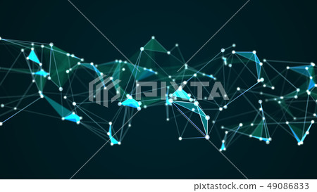 Abstract futuristic molecule structure blue color 49086833