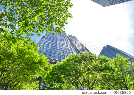 Landscape of many green office streets 49086860
