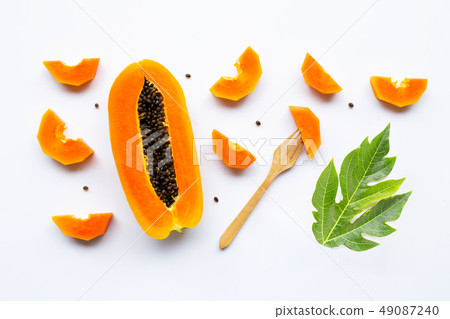 Papaya fruit on white background Papaya fruit on white background 49087240