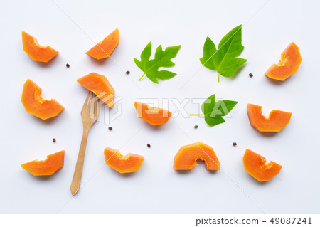 Papaya fruit on white background Papaya fruit on white background 49087241