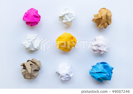 Colorful crumpled paper ball isolated on white Colorful crumpled paper ball isolated on white 49087246