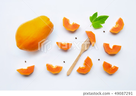 Papaya fruit on white background Papaya fruit on white background 49087291
