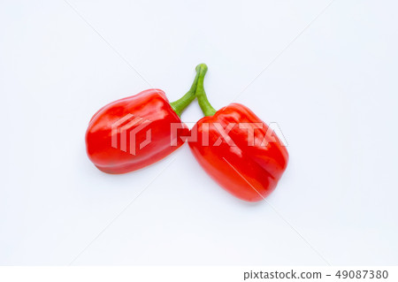 Red bell pepper on white Red bell pepper on white 49087380