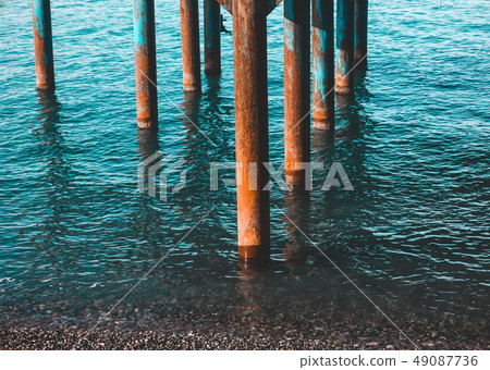Old and rusty deck at the sea 49087736