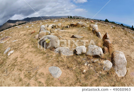 Stone circles,Cholpon Ata,ancient rock paintings 49088963