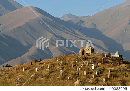 Old cemetery with clay gumbezes- traditional tombs 49088996