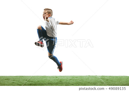 Young boy isolated on white. football player Young boy isolated on white. football player 49089135