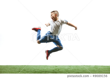Young boy isolated on white. football player Young boy isolated on white. football player 49089156